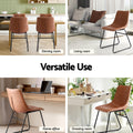 Artiss 4x Retro PU Leather Dining Chairs Brown Kitchen Cafe