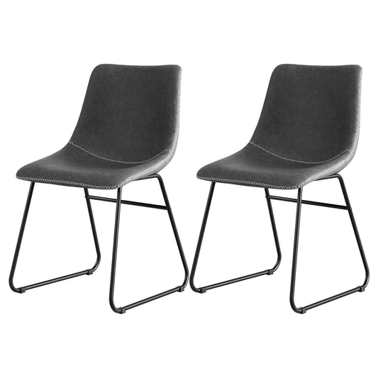 Artiss 2x Dining Chairs Retro PU Leather Grey Kitchen Cafe Lounge