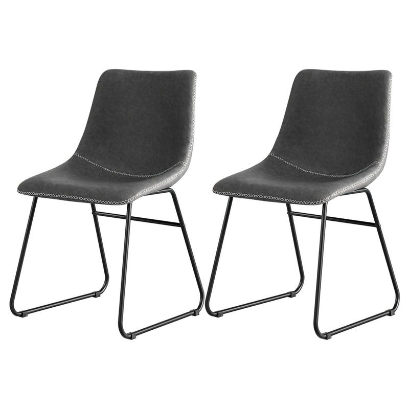 Artiss 2x Dining Chairs Retro PU Leather Grey Kitchen Cafe Lounge