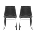 Artiss 2x Dining Chairs Retro PU Leather Grey Kitchen Cafe Lounge
