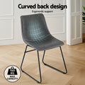 Artiss 2x Dining Chairs Retro PU Leather Grey Kitchen Cafe Lounge