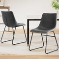 Artiss 2x Dining Chairs Retro PU Leather Grey Kitchen Cafe Lounge