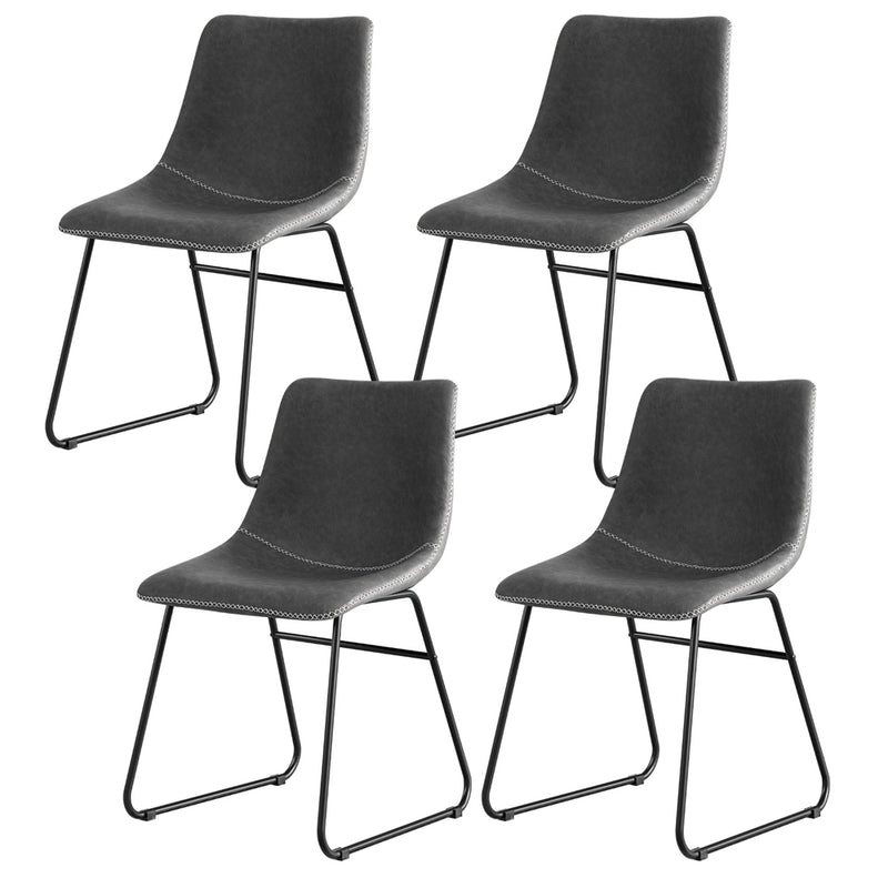Artiss 4x Dining Chairs PU Leather Grey Retro Kitchen Cafe