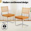 Artiss Dining Chairs Set of 2 PU Leather Rattan Brown