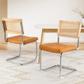 Artiss Dining Chairs Set of 2 PU Leather Rattan Brown
