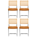 Artiss Dining Chairs Set of 4 PU Leather Rattan Cantilever Brown