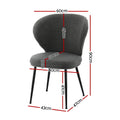 Artiss 2x Dining Chairs Sherpa Boucle Wing Back Grey