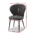 Artiss 4x Dining Chairs Sherpa Boucle Wing Back Grey