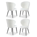 Artiss 4x Dining Chair Sherpa Boucle Wingback White