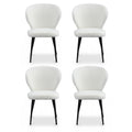 Artiss 4x Dining Chair Sherpa Boucle Wingback White