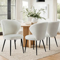 Artiss 4x Dining Chair Sherpa Boucle Wingback White
