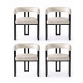 Artiss Dining Chairs Set of 4 Velvet Upholstered Barrel Chairs with Curved Armrests & Back Beige