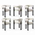Artiss Dining Chairs Set of 6 Velvet Upholstered Barrel Chairs with Curved Armrests & Back Beige