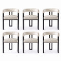 Artiss Dining Chairs Set of 6 Velvet Upholstered Barrel Chairs with Curved Armrests & Back Beige