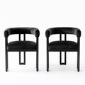 Artiss Dining Chairs Set of 2 Velvet Upholstered Barrel Chairs with Curved Armrests & Back Black