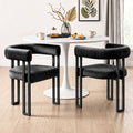 Artiss Dining Chairs Set of 2 Velvet Upholstered Barrel Chairs with Curved Armrests & Back Black