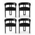 Artiss Dining Chairs Set of 4 Velvet Upholstered Barrel Chairs with Curved Armrests & Back Black