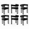 Artiss Dining Chairs Set of 6 Velvet Upholstered Barrel Chairs with Curved Armrests & Back Black