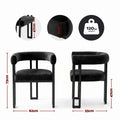Artiss Dining Chairs Set of 6 Velvet Upholstered Barrel Chairs with Curved Armrests & Back Black