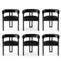 Artiss Dining Chairs Set of 6 Velvet Upholstered Barrel Chairs with Curved Armrests & Back Black