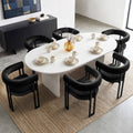 Artiss Dining Chairs Set of 6 Velvet Upholstered Barrel Chairs with Curved Armrests & Back Black