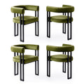 Artiss Dining Chairs Set of 4 Velvet Upholstered Barrel Chairs with Curved Armrests & Back Green