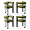 Artiss Dining Chairs Set of 4 Velvet Upholstered Barrel Chairs with Curved Armrests & Back Green