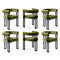 Artiss Dining Chairs Set of 6 Velvet Upholstered Barrel Chairs with Curved Armrests & Back Green