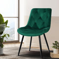 Artiss Dining Chairs Set of 2 Velvet Green Diamond Tufted