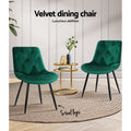 Artiss Dining Chairs Set of 2 Velvet Green Diamond Tufted