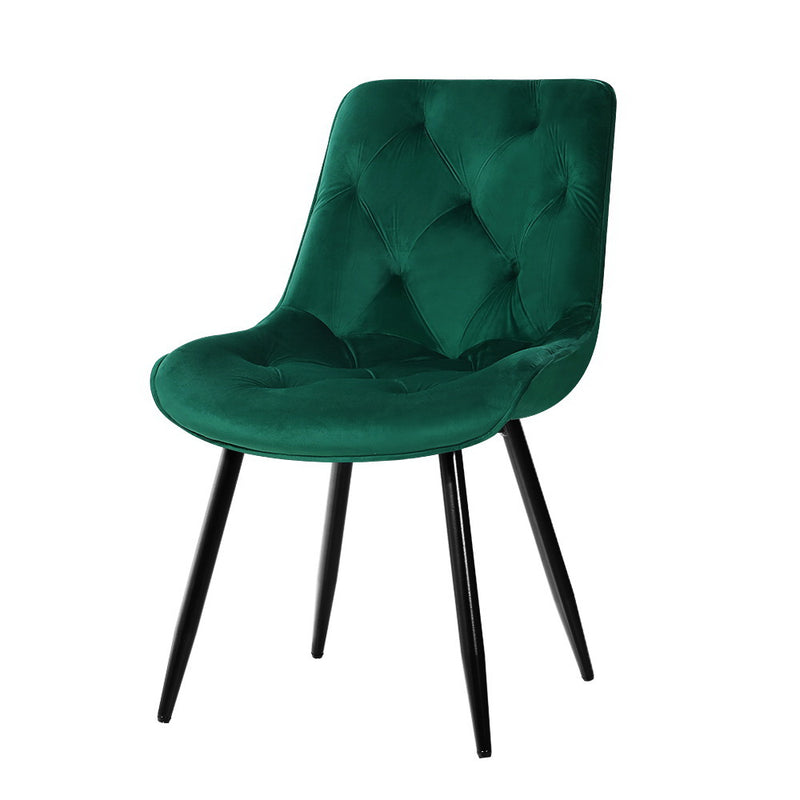 Artiss Dining Chairs Set of 2 Velvet Green Diamond Tufted