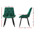 Artiss Dining Chairs Set 4 Velvet Diamond Tufted Green