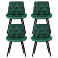Artiss Dining Chairs Set 4 Velvet Diamond Tufted Green