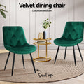 Artiss Dining Chairs Set 4 Velvet Diamond Tufted Green
