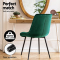 Artiss Dining Chairs Set 4 Velvet Diamond Tufted Green