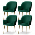 Artiss Dining Chair Set 4 Velvet Armchair Green