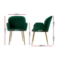 Artiss Dining Chair Set 4 Velvet Armchair Green