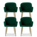 Artiss Dining Chair Set 4 Velvet Armchair Green