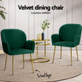 Artiss Dining Chair Set 4 Velvet Armchair Green