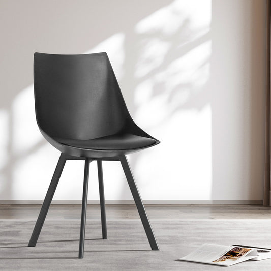 Artiss Dining Chairs Set of 2 PU Leather Black Metal