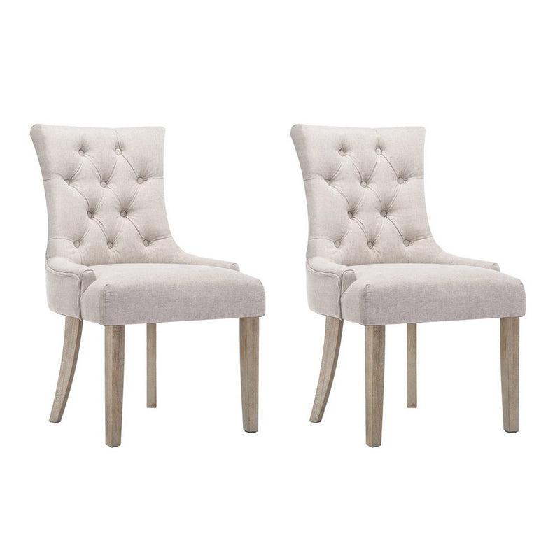 Artiss Dining Chairs Set of 2 French Provincial Beige Linen