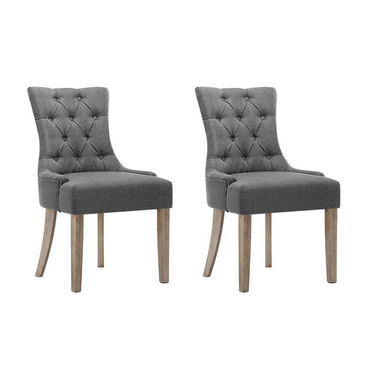 Artiss Dining Chairs Set of 2 French Provincial Grey Linen