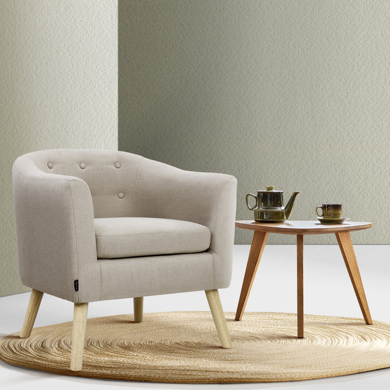 Artiss Armchair Tub Chair Beige Adora