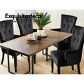 Artiss Velvet French Provincial Armchair Black Dining Chair