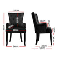 Artiss Dining Chairs 2x Velvet French Provincial Armchair Black
