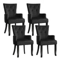 Artiss Dining Chairs 4x Velvet French Provincial Armchair Black