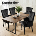Artiss Dining Chairs 4x Velvet French Provincial Armchair Black
