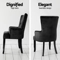 Artiss Dining Chairs 4x Velvet French Provincial Armchair Black