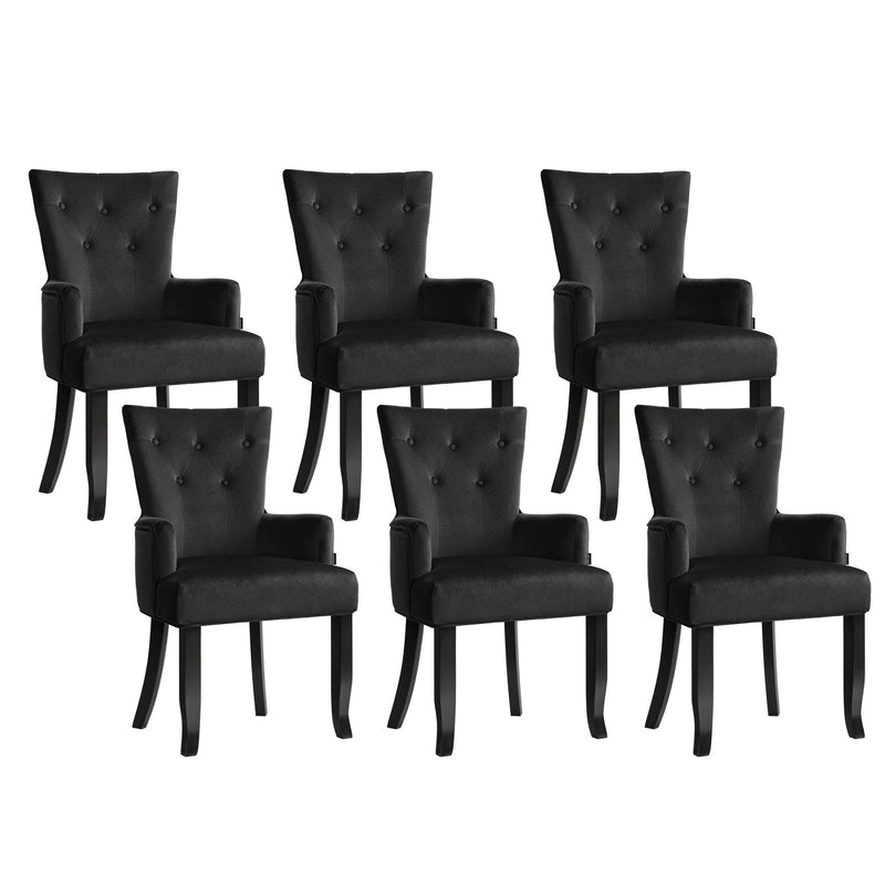 6x Artiss Dining Chairs Velvet French Provincial Armchair Black