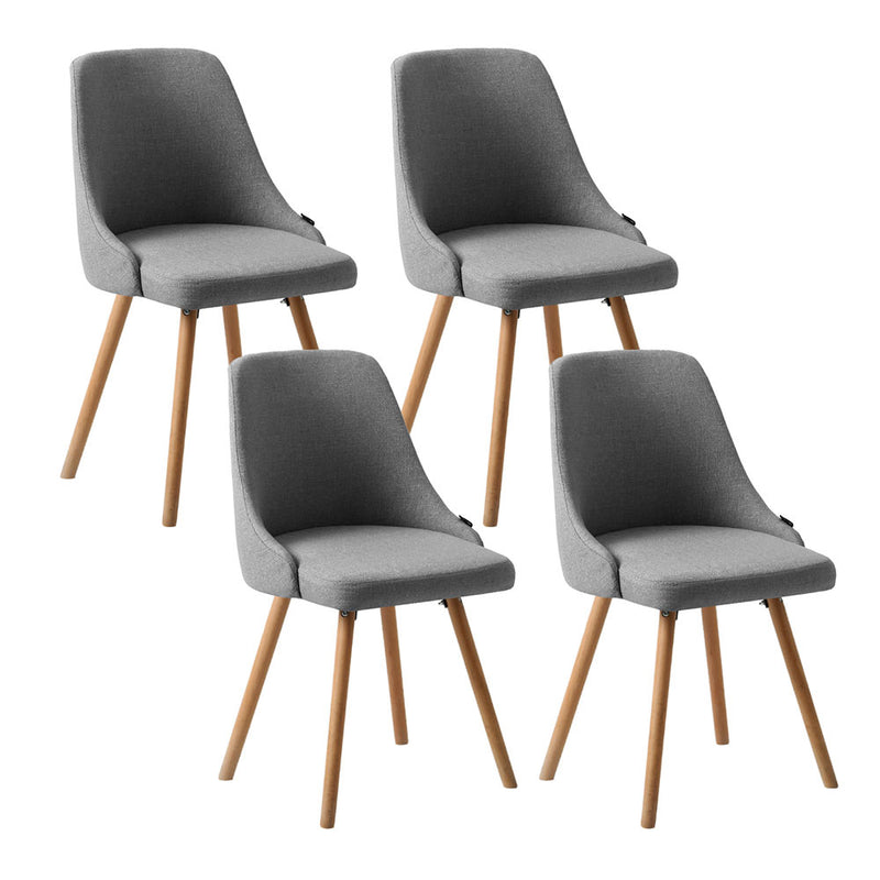 Artiss Dining Chairs Set of 4 Fabric Grey Wood